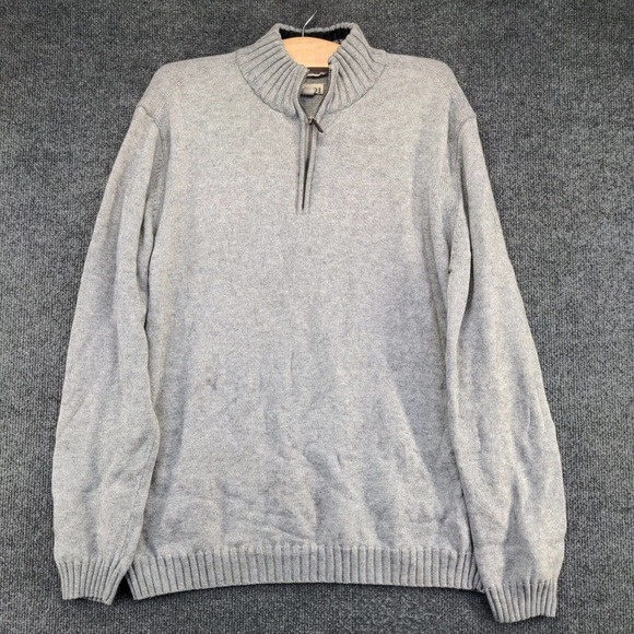 Nordstrom 1901 Men's 1/4 Zip Cashmere Cotton Sweater Gray Size L - Picture 5 of 12
